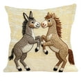 thumbnail image 2 of Animlas Christmas Embroidered Pillow Cover, Cozy Horses Knit Sofa Couch Decor Pillowcase, Farmhouse Rustic Couple Horses Cushion Cover, Bedside Living Room, Bedroom Cushion Case, 2 of 8