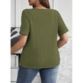 thumbnail image 4 of Timegard Plus Size Womens Tops Ribbed V Neck Short Sleeve Comfy Blouse Summer Travel Casual Tee Shirts, 4 of 7