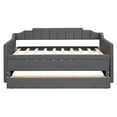 thumbnail image 4 of Twin Size Upholstered Solid Wood Daybed with Rails, Daybed Frame with Trundle and Three Drawers, Wooden Slats Support, No Box Spring Needed, Clean Lines Design to Any Place(Gray), 4 of 8