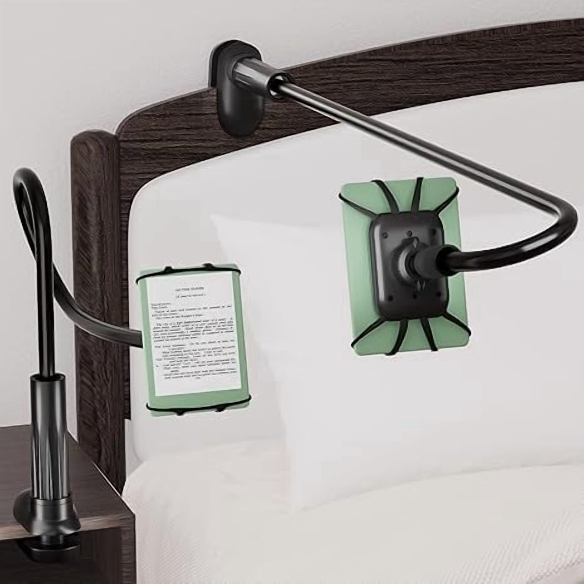 Gooseneck Kindle Holder for Reading in Bed - [Case-Friendly] Phone Holder for Bed, Kindle Paperwhite Stand Accessories, Overhead Cell Phone Clamp Mount for Desk, for Tablets 4-10 inches