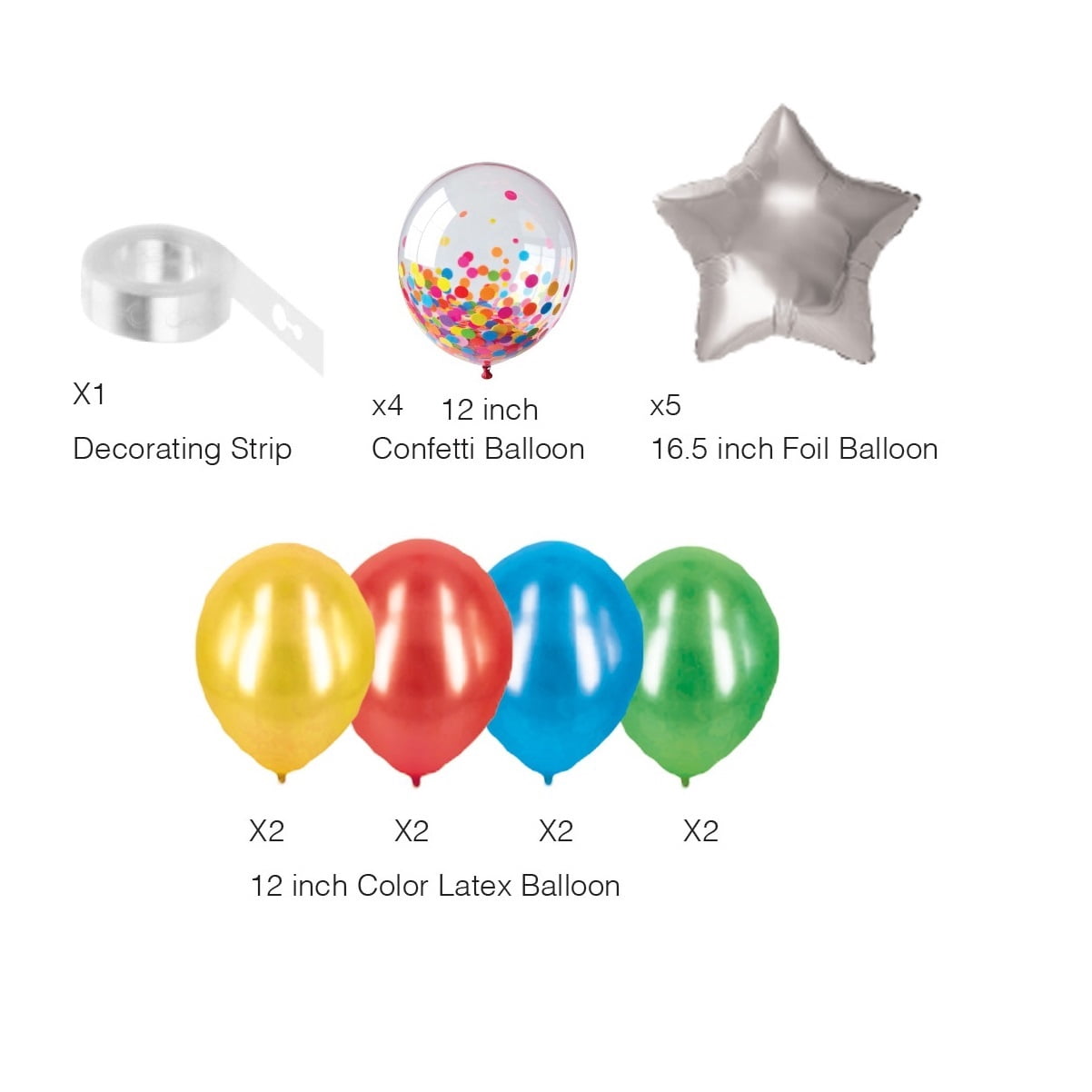 Tout pour célébrer ensemble d’arche de ballons aux couleurs primaires, lot de 18