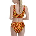 thumbnail image 5 of High Waisted Bikini Sets For Women, Sunflowers On Red Swimsuits Tummy Control, Two Pieces Bathing Suit, 5 of 8