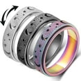 thumbnail image 5 of PULLIMORE Titanium Steel Spinner Ring, Moon Star Anxiety Fidget Band Men Women, 5 of 7