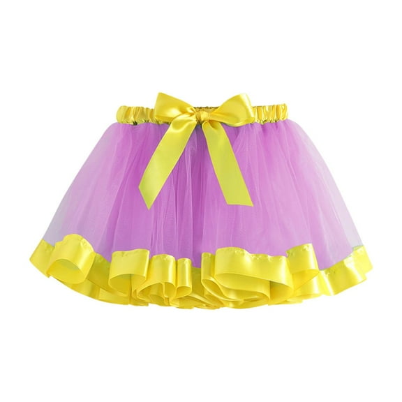 Kids Girls Tutu Skirt Layered Ballet Rainbow Skirt Elastic Princess Dress for Ballet Dance Party for 3-8 Years
