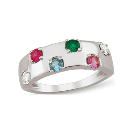 Personalized Alternate Birthstone Family Ring in Sterling Silver by Jewlster