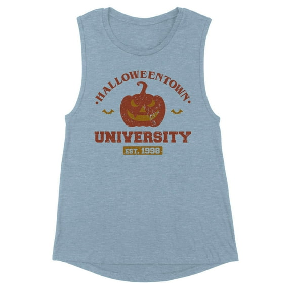 Halloweentown University Women's Muscle Tank Medium Stonewash Denim