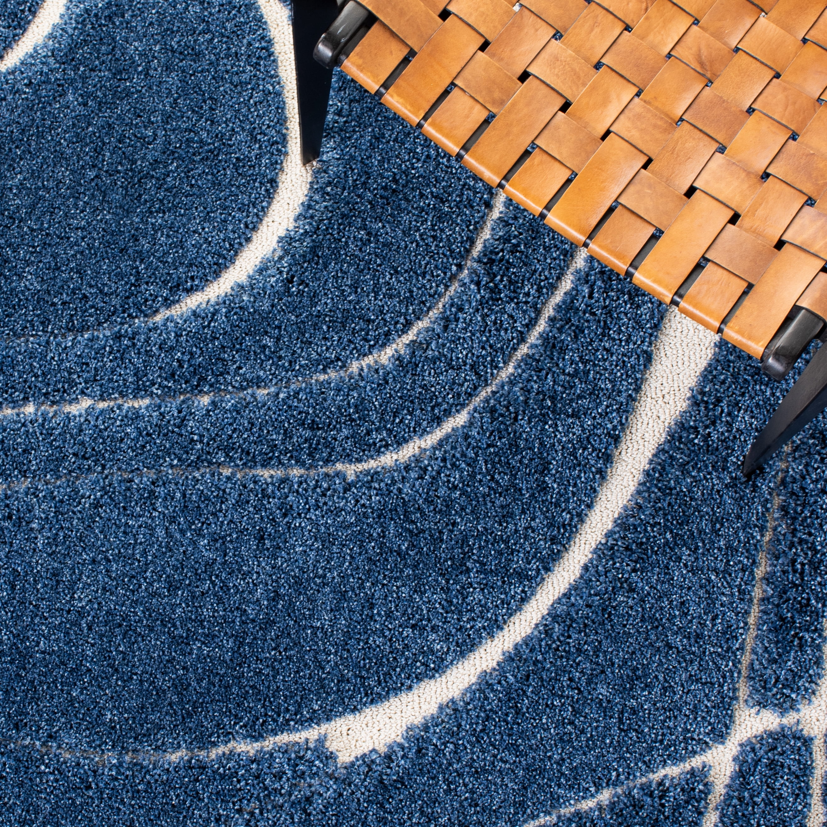 Safavieh Florida Tamzen Abstract Shag Area Rug, Navy/Ivory, 11' x 15'