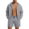 thumbnail image 2 of Gamivast Men's Athletic Short Set Full Zip Windbreaker Jacket and Cargo Shorts Lightweight 2 Piece Outfit for Summer Hiking Running Outdoor Sport Wear, 2 of 7