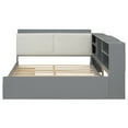 thumbnail image 6 of Full Size Platform Bed, Corner Bed Frame with Bookcase and Storage Drawers, Daybed Storage Bed Bookcase Bed Frame for Living Room Bedroom Guest Room, Grey, 6 of 7
