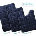 thumbnail image 2 of Clara Clark Bathroom Rugs, Velvet Memory Foam Bath Mat, Ultra Soft Non Slip and Absorbent - Tiled - Set Small, Large & Contour - Navy, 2 of 6