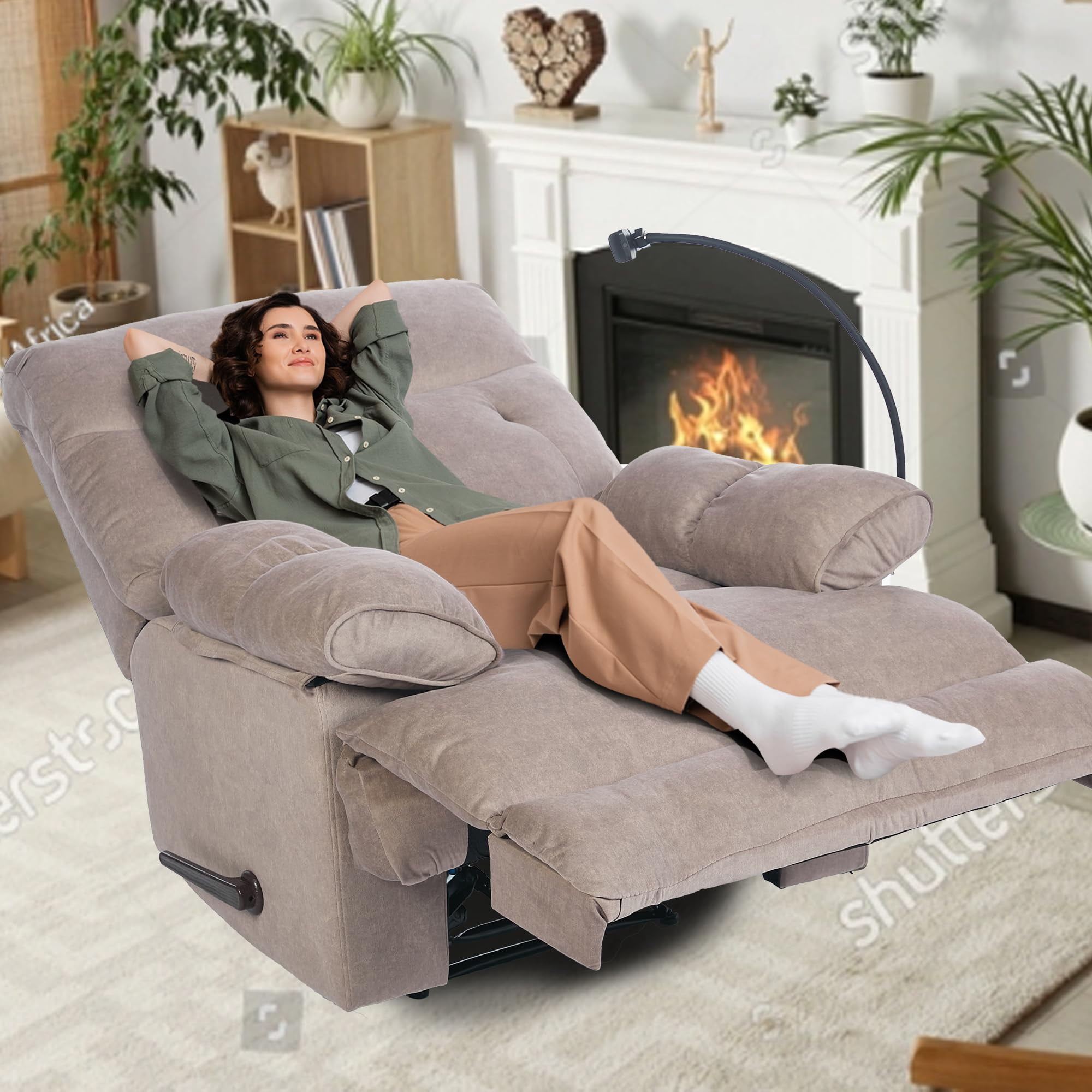 Ergonomic Manual Recliner for Adults, Oversized Modern Recliner Chair for Bedroom, Living Room, Home Theater and RV，Dark Brown