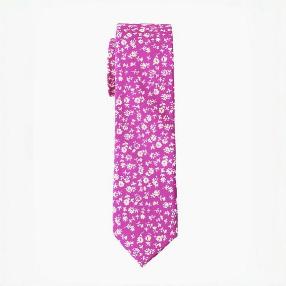 Fuchsia  Floral Skinny Tie, Groomsmen Tie, Wedding Necktie