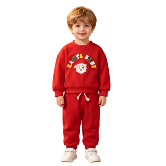 HAYIMI Toddler Boys Girls Christmas Long Sleeve Cartoon Embroider Pullover Tops T Shirt Pants Outfit Sets Stylish Clothes Sets
