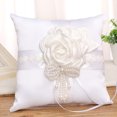 thumbnail image 2 of Miangastore Floral Cushion Wedding Ring Pillow Cloth Elegant Design Couples 1Pack, 2 of 8
