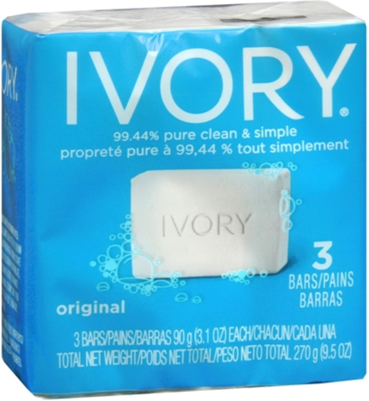 Ivory Bar Soap, 3.1 oz bars, 3 ea (Pack of 3)