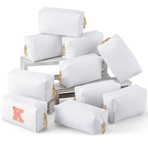 Bolsas de maquillaje Kigeli de piel sintética para cosméticos, 15 unidades, color blanco