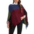 thumbnail image 3 of LELINTA Women Winter Poncho Shawl Cloak Tassel Knitted Sweater Batwing Sleeve Coat Outwear Pullover Top V Neck Jumper, 3 of 7