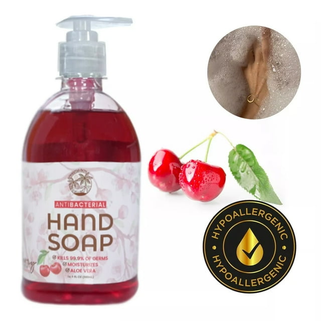 Jabón Líquido Para Manos Antibacterial Hipoalergénico, aroma Cherry 500 mililitros