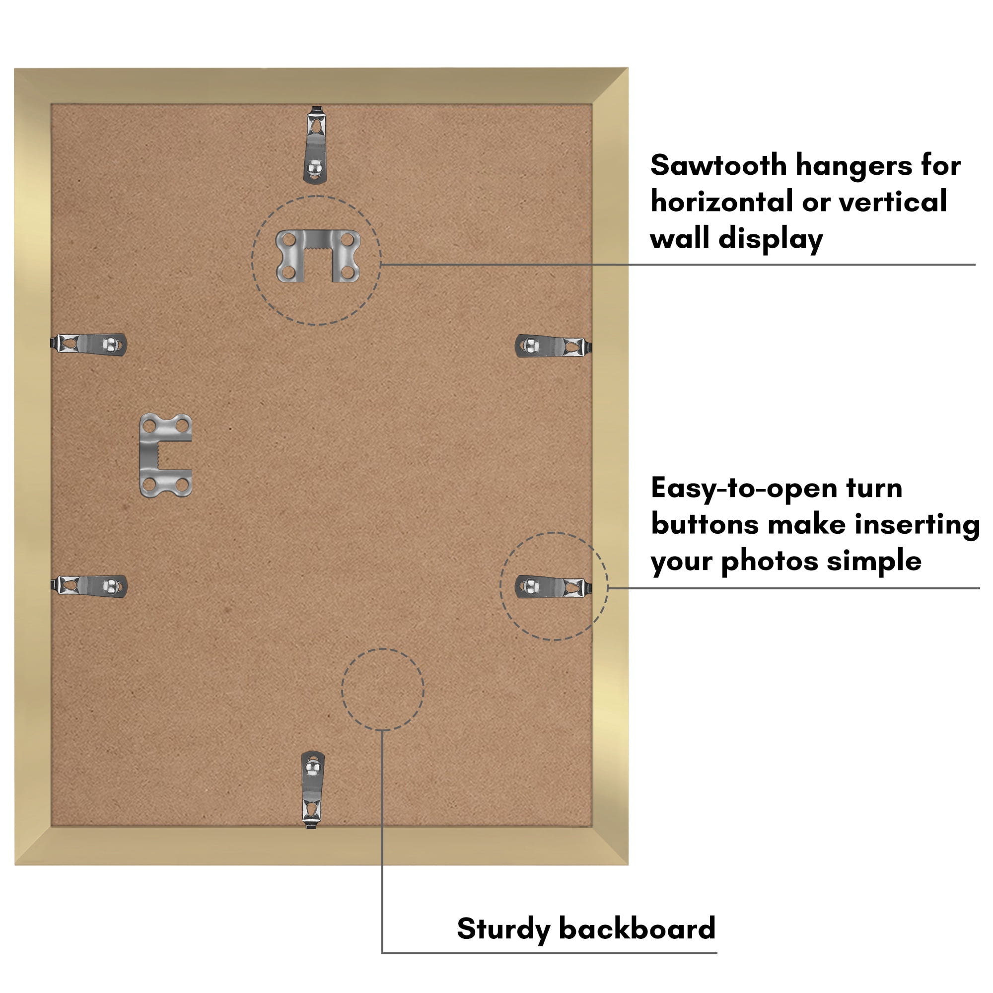 Americanflat 9x12 Picture Frame with Polished Plexiglass with 6x8 Mat 5 Pack Display Photo Galleria - Gold