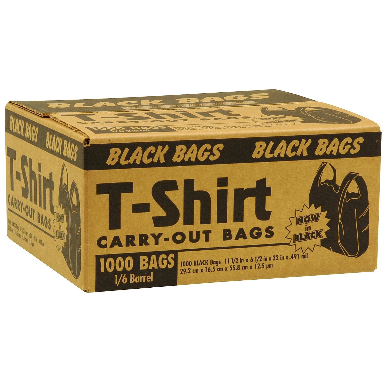 Black Plastic Bags TShirt Retail Small 1/10 HD Quality Wholesale 8" x 3.5" x 15" 