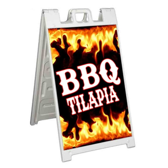 BBQ Tilapia (24" X 36") Standard A-Frame Signicade, Includes Decal Applied To Stand