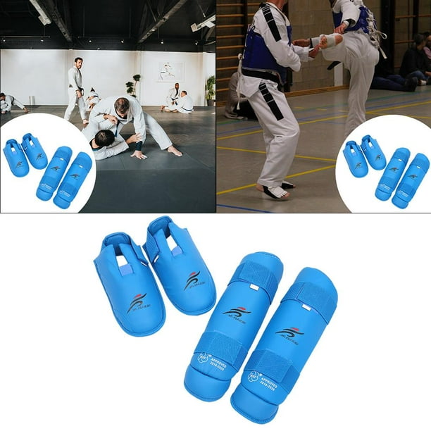 Shin Instep Protectors Leg Protector Elasticated Protection Pads Kick  Padded Protector Instep Kickboxing Boxing Sparring Kids - Blue, L L 