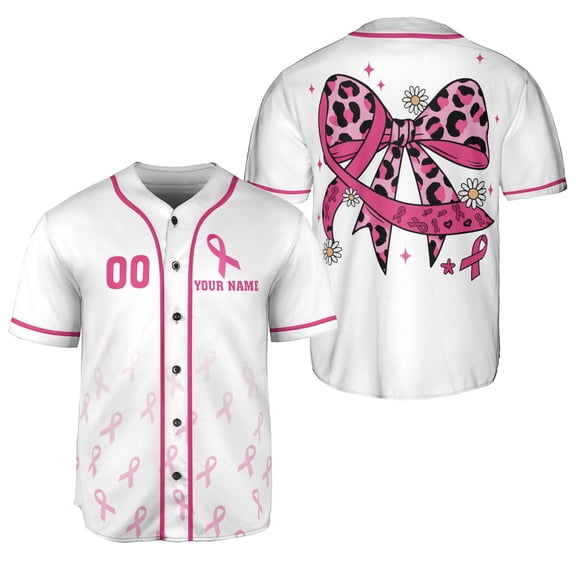Custom Number and Name Breast Cancer Jersey, Baseball Breast Cancer Survivor Pride Jersey (S)
