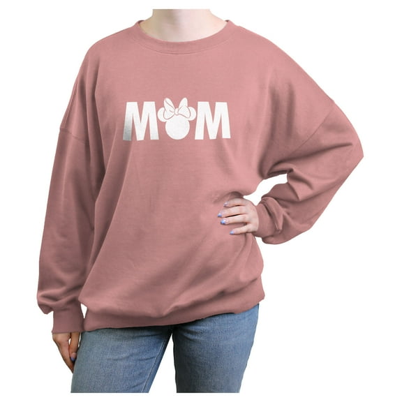 Junior's Mickey & Friends Mother's Day Minnie Mouse Mom Silhouette Sweatshirt Desert Pink Medium