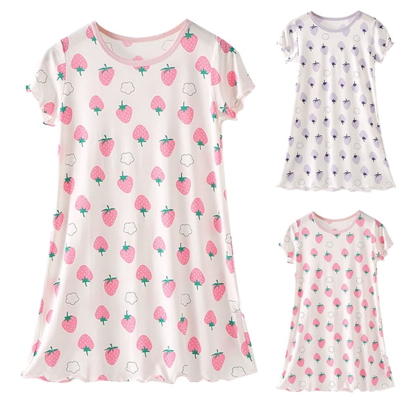 Bixock Toddler Girl Clothes,Girls Summer Mini Dresses Short Sleeve Round Neck Sleep Dresses for Girls Nightwear Summer Casual Dresses