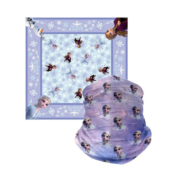 Kids Disney Frozen Face Cover Wrap & Girls Bandana All-Over Print Anna Elsa