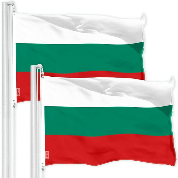 G128 2 Pack: Bulgaria Bulgarian Flag | 3x5 Ft | Printed 150D Polyester - Indoor/Outdoor, Vibrant Colors, Brass Grommets, Quality Polyester, Much Thicker More Durable Than 100D 75D Polyester