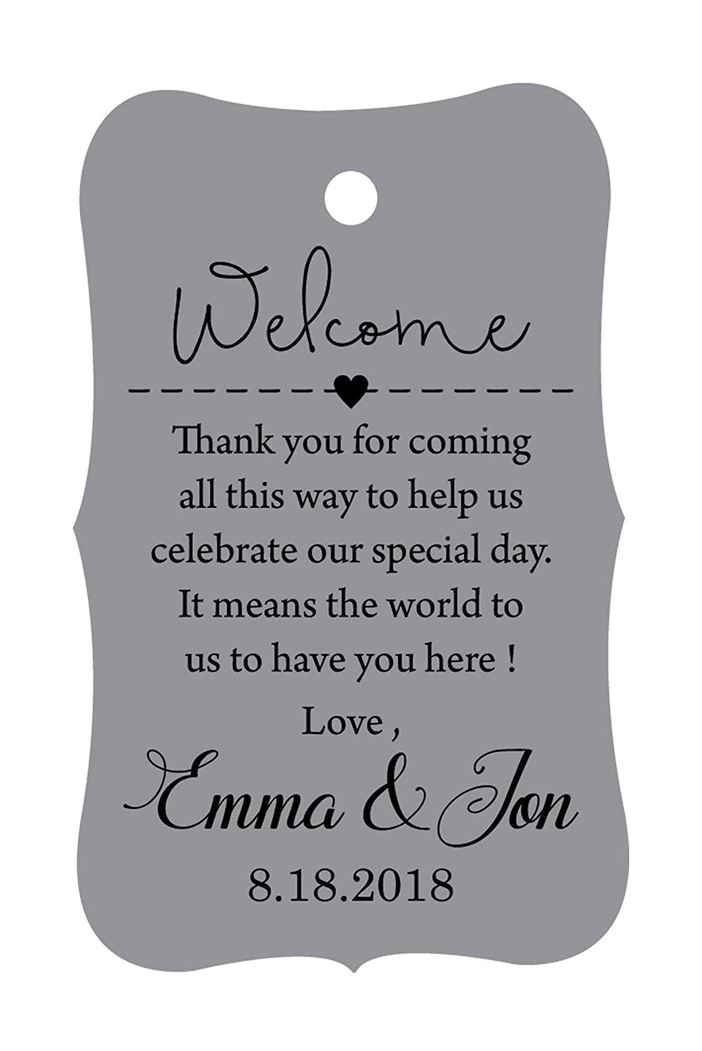 100 PCS Wedding Welcome Personalized Wedding Favor Gift Paper Tags