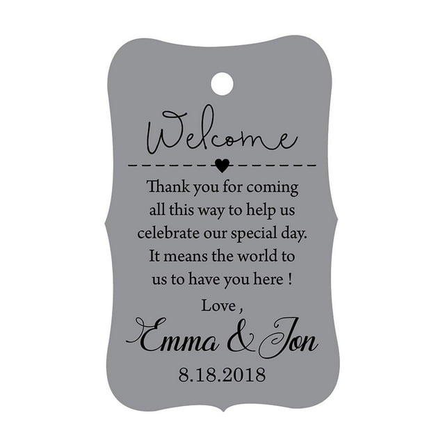 100 PCS Wedding Welcome Personalized Wedding Favor Gift Paper Tags Custom Made Thank you Hang Tags
