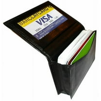 Genuine Leather Expandable Credit Card ID Business Card Holder Wallet new black