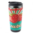 thumbnail image 1 of Fruit Travel Mug, Retro Poster Strawberries, Steel Thermal Cup, 16 oz, by Ambesonne, 1 of 2