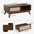 thumbnail image 4 of Jassy Solid Wood Coffee Table 2 Alternate Rattan Drawers, Brownie, 4 of 9