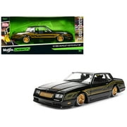 1986 Chevrolet Monte Carlo SS Lowrider Black Met w/Gold Graphics and Wheels "Lowriders" Series 1/24 Diecast Model Car by Maisto