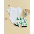 thumbnail image 4 of Bagilaanoe 2pcs Newborn Baby Boy Short Pants Set Short Sleeve Letter Print Rompers Tops + Shorts 3M 6M 12M 18M Infant Casual Summer Outfits, 4 of 9