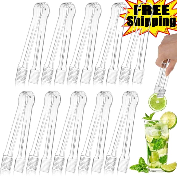 Swiftstock 10 PCS Plastic Serving Tongs, Disposable Plastic Tongs, Clear Kitchen Small Serving Utensils for Serving For Party Food Buffet Appetizer Salad Catering Ice