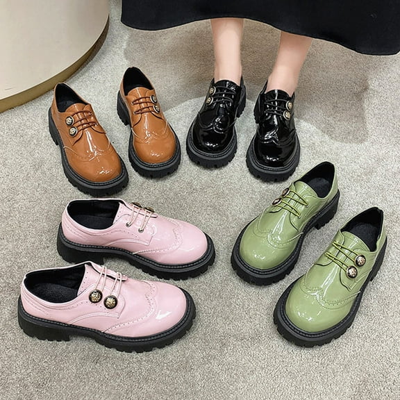 Miluxas Dress Shoes for Women Lace-Up Round Toe Leather Flat Classic Non-Slip Work Business Dress office Shoes Pink 9(42)