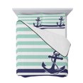 thumbnail image 7 of Anchor Aqua Full Size Down Alternative Comforter, Lightweight Comforter Quilt Bedding Set with Pillow Shams Modern Navy Blue White Striped Nautical All Seasons Bed Comforter Duvet Insert 78"x90", 7 of 7