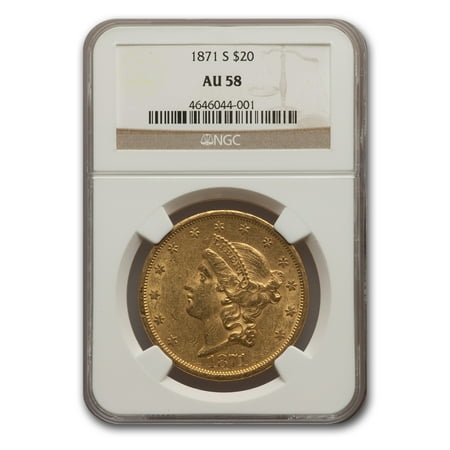 1871-S $20 Liberty Gold Double Eagle AU-58 NGC