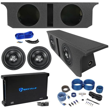 2) Rockville 10 Subwoofers+Sub Box+Amplifier For 2007-2016 Jeep Wrangler 4-Door