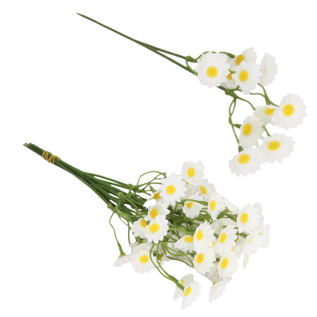 Trianu 6 Bundles Mini Artificial Daisy Flowers 36Pcs 10inch Fake Brazilian Daisy Bouquets Pastoral Style for Home Table Garden Window Wedding Indoor Outside Decoration (White)