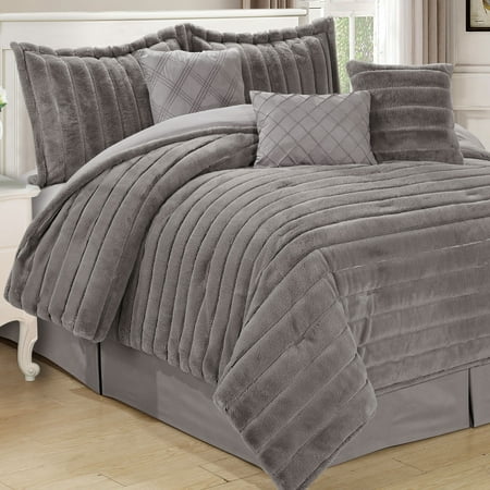 Serenta Rabbit Faux Fur 7 Piece Comforter Sets Walmart Com