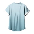thumbnail image 4 of Lydiaunistar Womens Plus Size Spring Tops Casual Short Sleeve Blouse Shirt with Pocket Button Front Comfortable Printed Polyester Summer Comfort Wear Sky Blue, 4 of 5