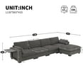 thumbnail image 3 of Harper & Bright Designs L-Shaped Sectional Sofa Set with Ottoman, 4-Seat Couch with Folding Table, Chenille Upholstered Sectional Sofe with Charging for Living Room, 130", Charcoal, 3 of 19
