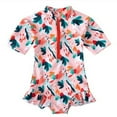 thumbnail image 3 of Girls Princess Ruffled One-Piece Swimsuit Half-Zip Printed Age 4-6 Years H90102, 3 of 9