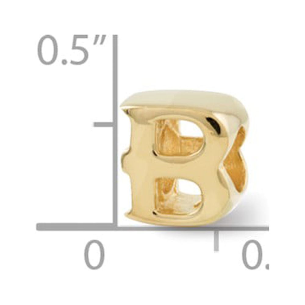 925 Sterling Silver Gold-plated Reflections Letter B Bead; for Adults and Teens; for Women and Men