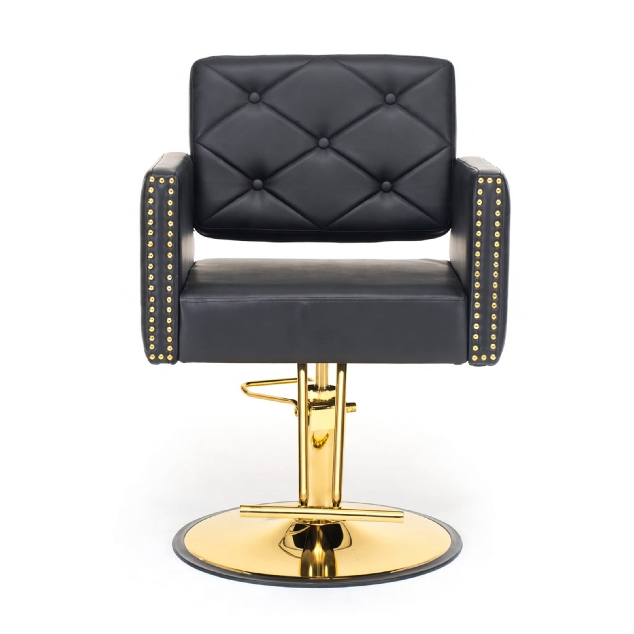 Noble House Heavy Duty Barber Chair, 360° Swivel Salon Chair with Hydraulic Pump, Black + Gold